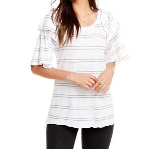 Chaser GAUZY JERSEY RUFFLE SHOULDER FLOUNCY Raglan
